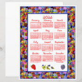 2026 Calendar Berries Art Frame Red Fabric Font (正面/裏面)
