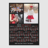 2026 Calendar Black Red Personalized Photo Magnet (正面)