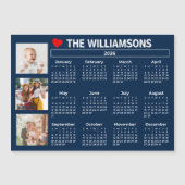 2026 Calendar Blue White Photo Collage Magnet (正面)