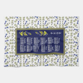 2026 Calendar Blueberries On Stem Vine Leaves Navy キッチンタオル (横)