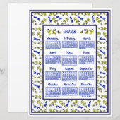 2026 Calendar Blueberries Stem Leaves Fabric Font (正面/裏面)
