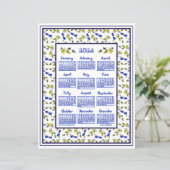 2026 Calendar Blueberries Stem Leaves Fabric Font (スタンド正面)