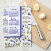 2026 Calendar Blueberries Stem Leaves White キッチンタオル (四つ折り)