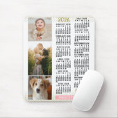 2026 Calendar Blush Pink Gold Family Photo Collage マウスパッド (マウス)
