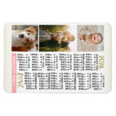 2026 Calendar Blush Pink Gold Family Photo Collage マグネット (横)