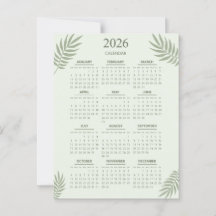 2026 Calendar Boho Floral Aesthetic Sage Green