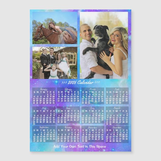 2026 Calendar Boho Watercolor Custom Photo Magnet (正面)