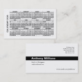 2026 Calendar Business Card horizontal White 名刺 (正面/裏面)