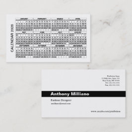 2026 Calendar Business Card horizontal White 名刺