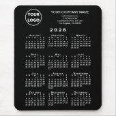 2026 Calendar Business Logo and Text Black マウスパッド (正面)