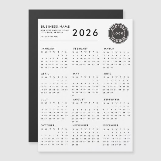 2026 Calendar Business Logo Custom Magnet (正面/裏面)
