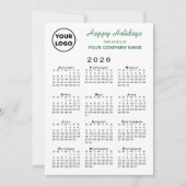 2026 Calendar Business Logo Green White Gingham シーズンカード (正面)