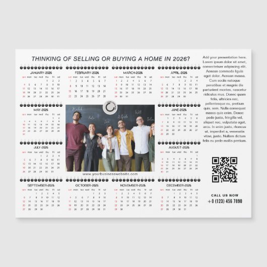 2026 Calendar Business Logo QR Code Team Photo (正面)