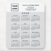 2026 Calendar Business Logo Text Light Grey White マウスパッド (正面)