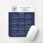 2026 Calendar Business Logo Text Navy Blue White マウスパッド (マウス)