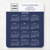 2026 Calendar Business Logo Text Navy Blue White マウスパッド (正面)