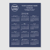 2026 Calendar Business Logo Text Navy Magnet Card (正面)