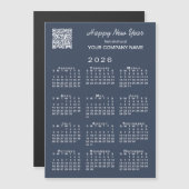 2026 Calendar Business QR Code Navy Holiday Magnet (正面/裏面)