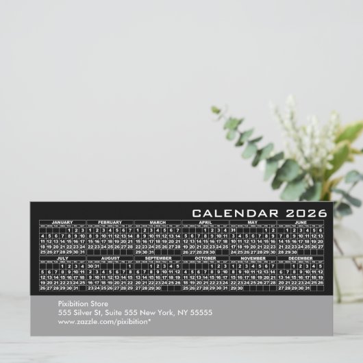 2026 Calendar Business Rack Card Black (スタンド正面)