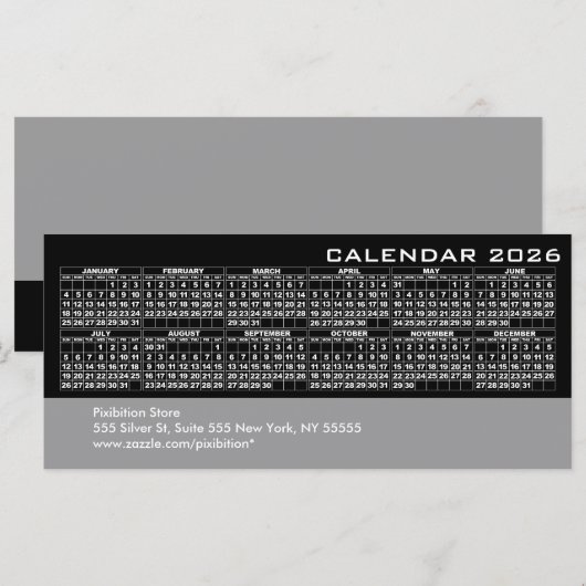 2026 Calendar Business Rack Card Black (正面/裏面)