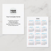 2026 Calendar Card: Sunday Start 名刺 (正面/裏面)