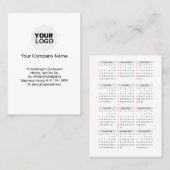 2026 Calendar Card: Sunday Start, Black & White 名刺 (正面/裏面)