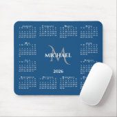 2026 Calendar Chic Monogram Name on Blue マウスパッド (マウス)