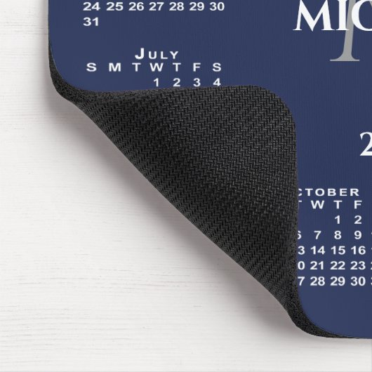2026 Calendar Chic Monogram Name on Navy Blue マウスパッド (コーナー)