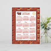 2026 Calendar Chinese Theme Red Repeat Fabric Font (スタンド正面)