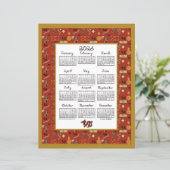 2026 Calendar Chinese Theme Red Repeat Fabric Font (スタンド正面)