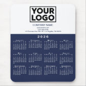 2026 Calendar Company Logo and Text Navy White マウスパッド (正面)