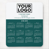 2026 Calendar Company Logo and Text Teal White マウスパッド (正面)