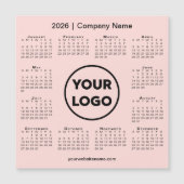2026 Calendar Company Logo on Coral Pink Magnet (正面)