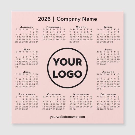 2026 Calendar Company Logo on Coral Pink Magnet (正面)