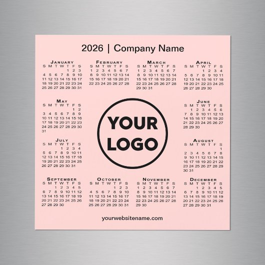 2026 Calendar Company Logo on Coral Pink Magnet