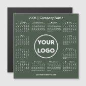 2026 Calendar Company Logo on Forest Green Magnet (正面/裏面)