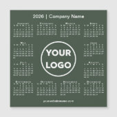 2026 Calendar Company Logo on Forest Green Magnet (正面)
