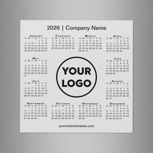 2026 Calendar Company Logo on Light Grey Magnet