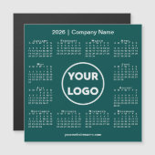2026 Calendar Company Logo on Teal Green Magnet (正面/裏面)