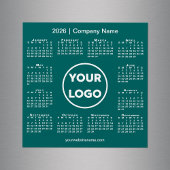 2026 Calendar Company Logo on Teal Green Magnet