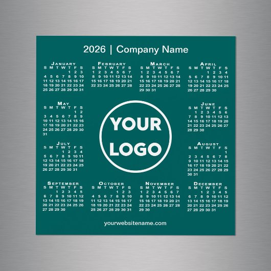 2026 Calendar Company Logo on Teal Green Magnet