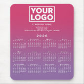 2026 Calendar Company Logo Pink to Purple Gradient マウスパッド (正面)