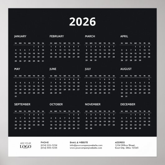2026 Calendar Corporate Business Logo Branded  ポスター (正面)