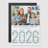 2026 Calendar Custom Color Modern Christmas Card (正面/裏面)