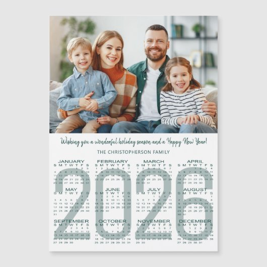 2026 Calendar Custom Color Modern Christmas Card (正面)