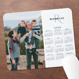 2026 Calendar Custom Photo Monogram Name マウスパッド