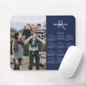 2026 Calendar Custom Photo Monogram Name Navy マウスパッド (マウス)