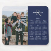 2026 Calendar Custom Photo Monogram Name Navy マウスパッド (正面)