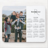 2026 Calendar Custom Photo Monogram Name on White マウスパッド (正面)