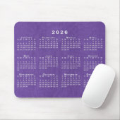 2026 Calendar Custom Photo Purple Linen Texture マウスパッド (マウス)